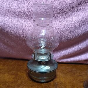 Clear Glass Oil Lamp with Metal Base